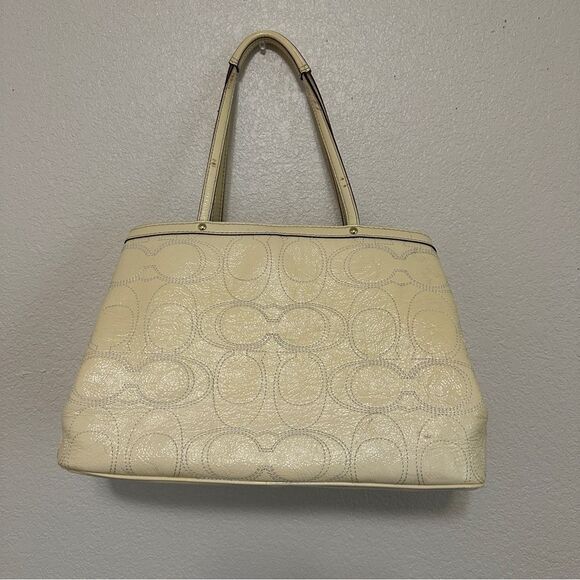 Coach L1276-F19215 Signature Stitched Patent Leather Framed Shoulder Bag - Cream - Picture 5 of 10